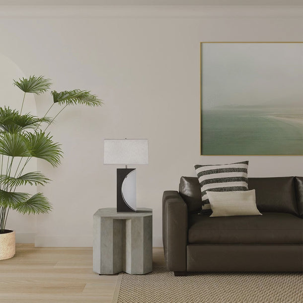 Nova of California Half Moon Table Lamp Night Light Feature 30 Charcoal Gray Wood Brushed Nickel