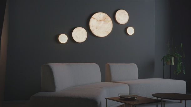 Anvers wall and ceiling light with a honed alabaster disc