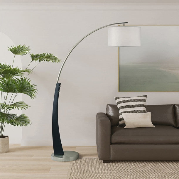 Nova of California Plimpton 72 Arc Floor Lamp Espresso Wood Brushed Nickel