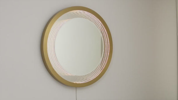 Nova of California Starfall Vanishing Infinity Led Round Wall Mirror In Gunmetal