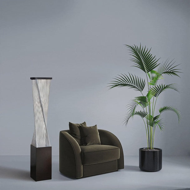 Nova of California Torque Accent Floor Lamp 54 Tall Base Espresso Wood Silver Strings