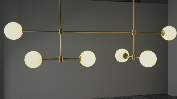 Trevi Multi Pendant 6 in bronze and satin brass, short video from CTO Lighting