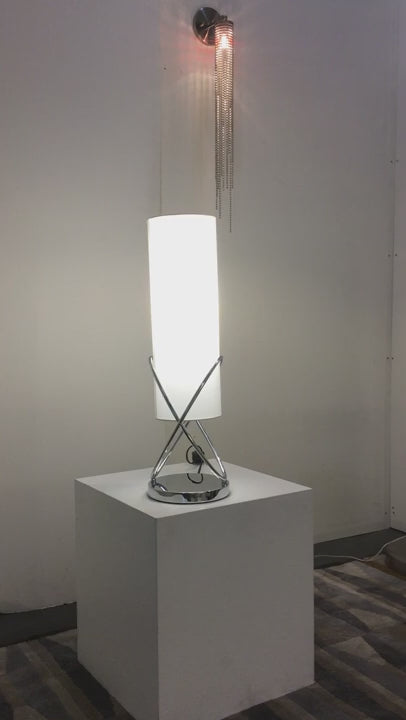 Nova of California Internal Table Lamp Chrome White Linen Shade