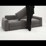 How-to video showing Cone Sofa Bed by Innovation Living transforming from sofa to queen sleeper with storage instructions.
