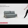 Video demonstrating the Cubed Full Size Sleeper Sofa with Wood Legs by Innovation Living converting from sofa to full size bed