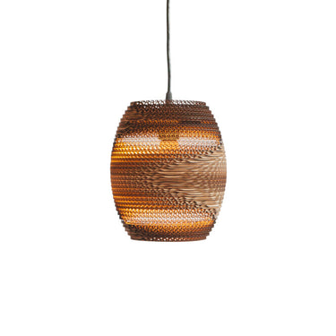 Graypants Scraplights Oliv pendant in Natural recycled cardboard with laser-darkened edges