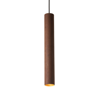 Roest 45V tube pendant in Rust, studio view, tallest vertical pendant by Graypants