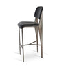 Prouvé black industrial bar stool with supportive backrest and modern gunmetal metal legs