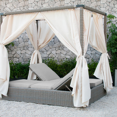 Renava Marin Outdoor Beige Canopy Sunbed