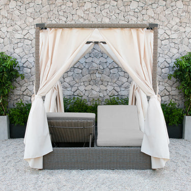 Renava Marin Outdoor Beige Canopy Sunbed