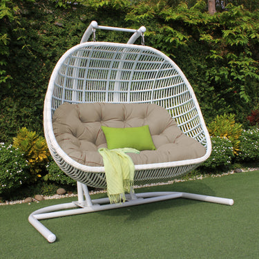 Renava San Juan Outdoor White & Beige Hanging Chair