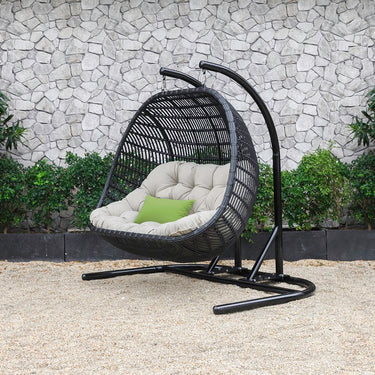 Renava San Juan Outdoor Black & Beige Hanging Chair