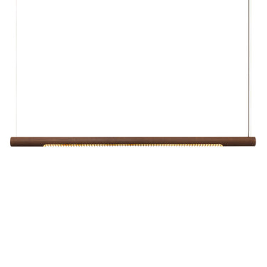 Roest 150H linear pendant in Rust, studio view, 59 in steel LED pendant by Graypants