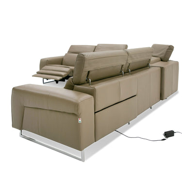 Lamod Italia Riviera Italian Taupe Leather Sectional with 2 Recliners