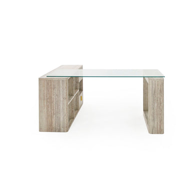 Nova Domus Roma Glass Faux Travertine Reversible Desk