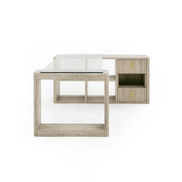 Nova Domus Roma Glass Faux Travertine Reversible Desk