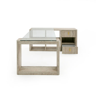 Nova Domus Roma Glass Faux Travertine Reversible Desk
