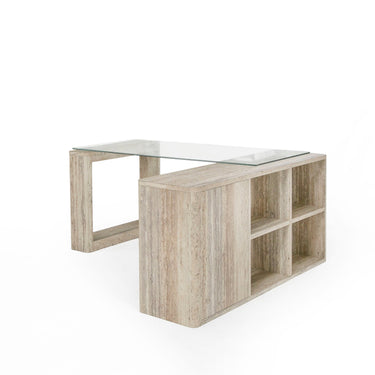 Nova Domus Roma Glass Faux Travertine Reversible Desk