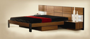 California King Rondo Platform Bed with Nightstands Storage with Light
