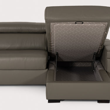 Lamod Italia Sacha Dark Grey Leather Reversible Sectional Bed with Storage