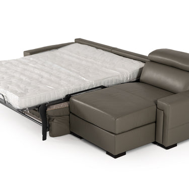 Lamod Italia Sacha Dark Grey Leather Reversible Sectional Bed with Storage