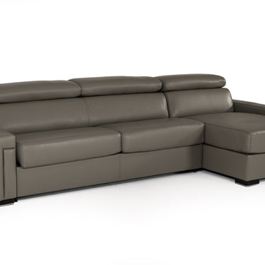 Lamod Italia Sacha Dark Grey Leather Reversible Sectional Bed with Storage