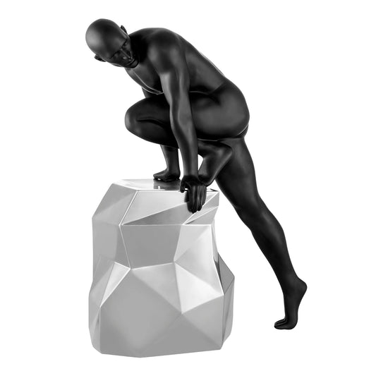 Sensuality Man Sculpture in Matte Black and Chrome 1