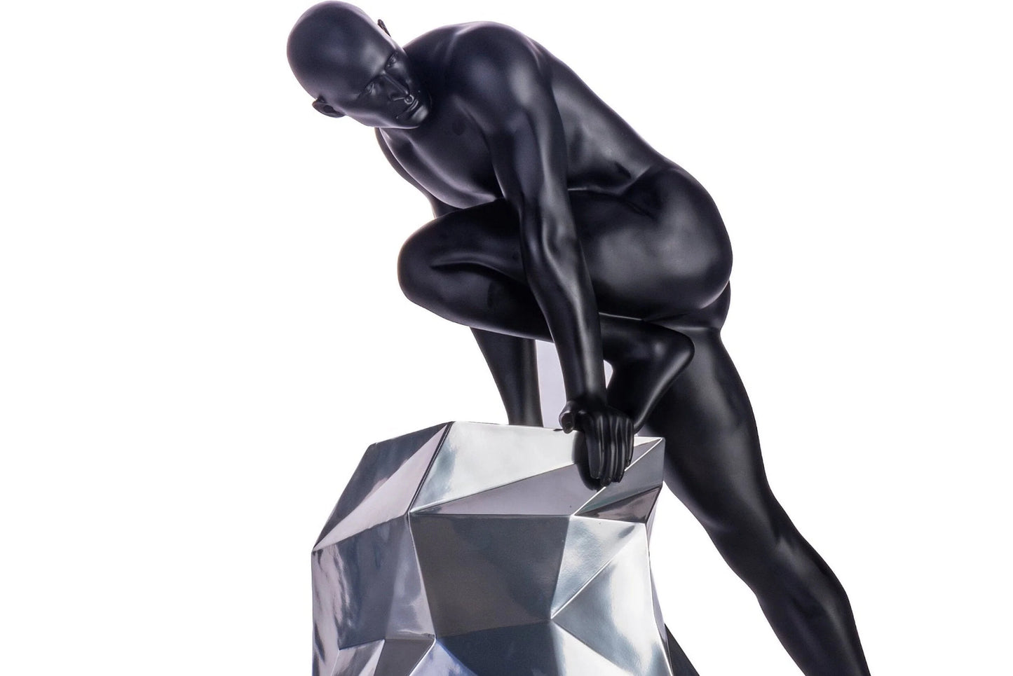 Sensuality Man Sculpture in Matte Black and Chrome 3