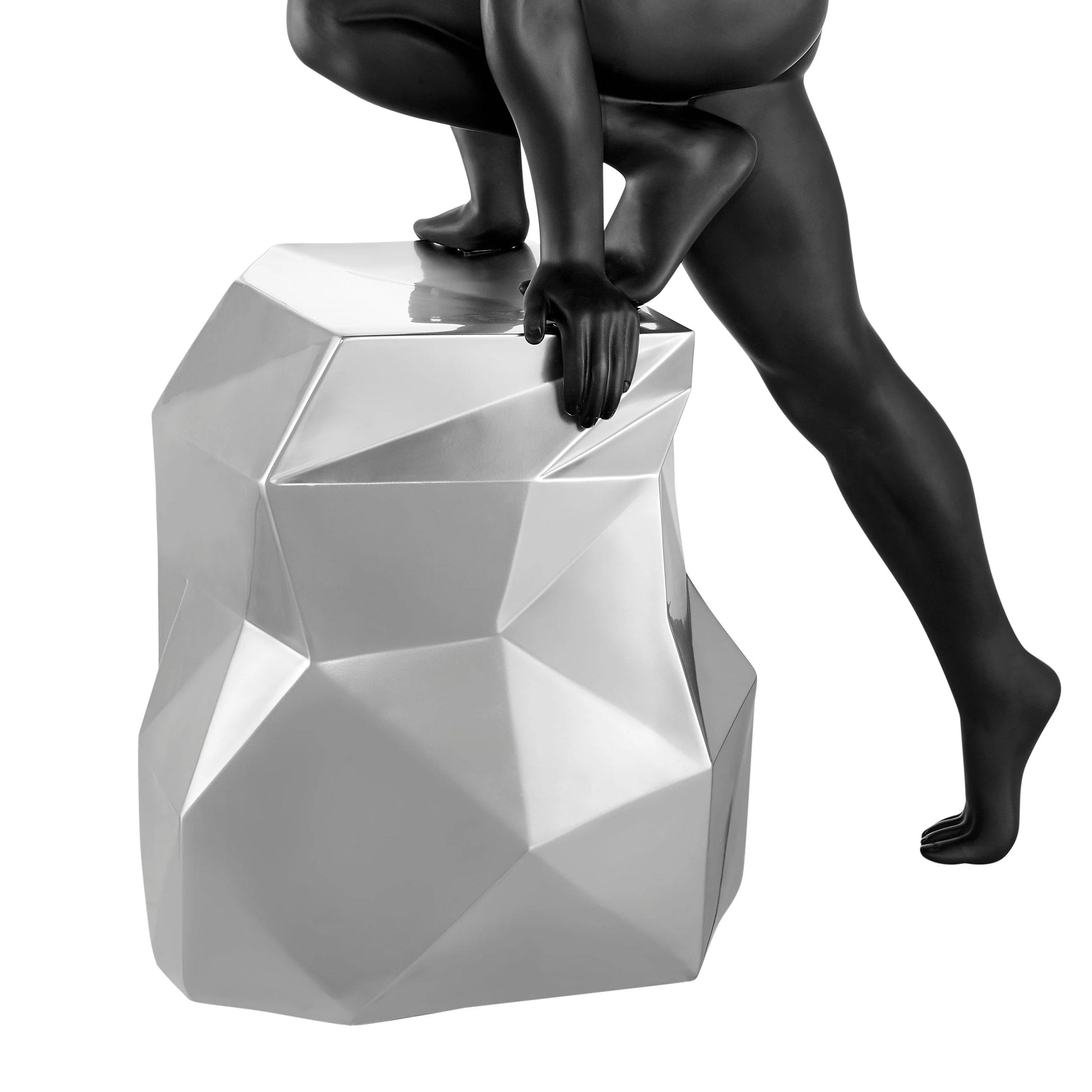 Sensuality Man Sculpture in Matte Black and Chrome 4