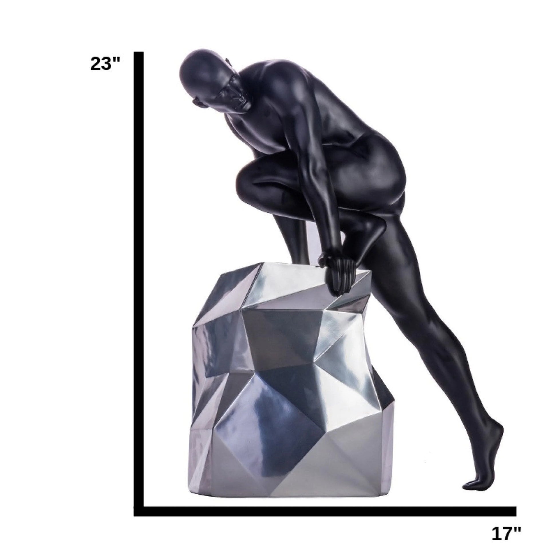 Sensuality Man Sculpture in Matte Black and Chrome 6