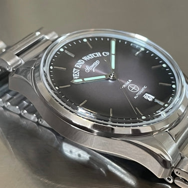 West End Watch Co. Sowar Prima Automatic Watch – Grey Dial, Stainless Steel Bracelet, Swiss Made - Clearance