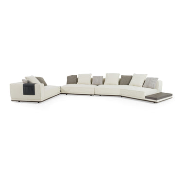Lamod Siret Ivory Fabric Modular Sectional with Coffee Table