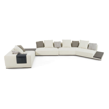 Lamod Siret Ivory Fabric Modular Sectional with Coffee Table