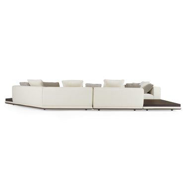 Lamod Siret Ivory Fabric Modular Sectional with Coffee Table