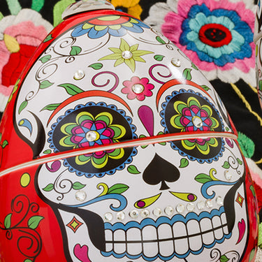 Ladenac Skull candle – White skull styled with red flowers