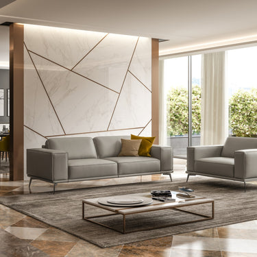 Lamod Italia Soho Italian Light Grey Leather Sofa