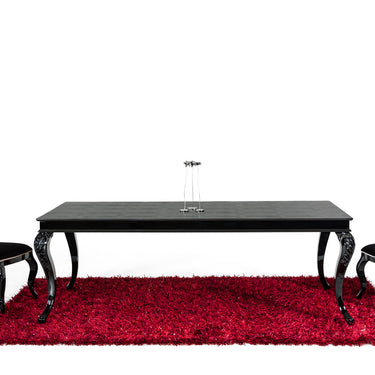 AX Sovereign Black Crocodile Dining Table with Black Gloss Legs