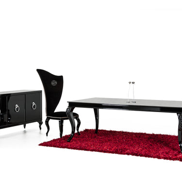 AX Sovereign Black Crocodile Dining Table with Black Gloss Legs