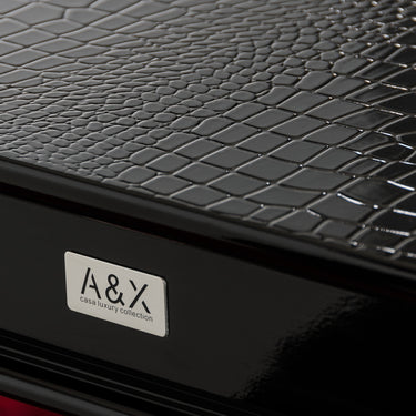 AX Sovereign Black Crocodile Dining Table with Black Gloss Legs
