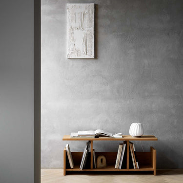 White Coated Paper in a bookcase, unlit | ST906 Mini Table Lamp by Tom Rossau