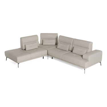 Lamod Italia Sunset Italian Grey Leather Left Facing Sectional Sofa
