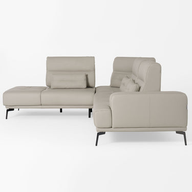 Lamod Italia Sunset Italian Grey Leather Left Facing Sectional Sofa