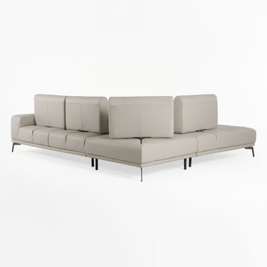 Lamod Italia Sunset Italian Grey Leather Left Facing Sectional Sofa