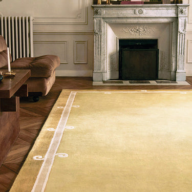 Syracuse wool rug in Yellow, styled in a room
