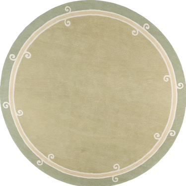 Syracuse Round wool rug in Sauge, full view