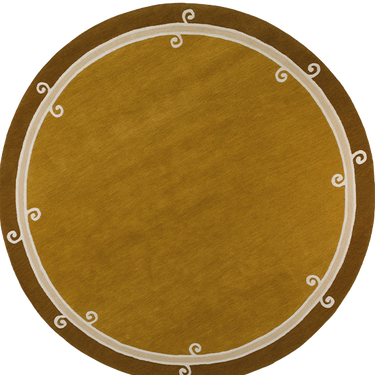 Syracuse Round wool rug in Tabac, full view