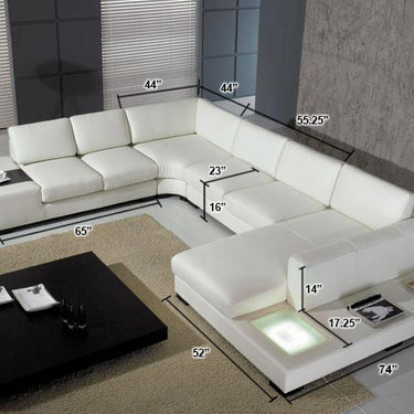 T35 Black Genuine Leather Sectional with Light