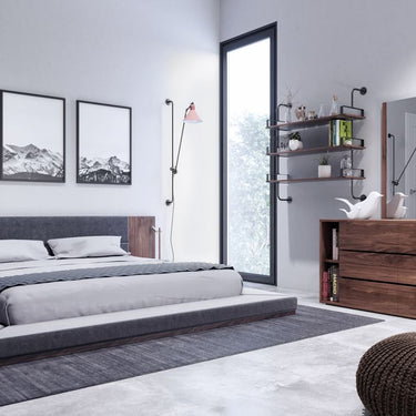 California King Nova Domus Jagger Dark Grey & Walnut Bed