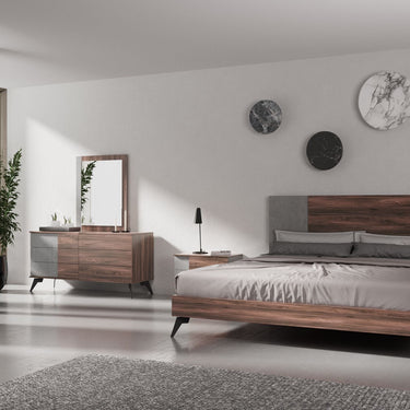 Nova Domus Palermo Italian Faux Concrete & Walnut Bed
