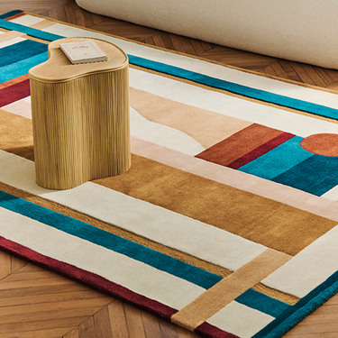 Hacienda rug pattern detail in saturated Mexican-inspired colors